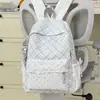 Mochila Feminina Estilo Coreano de Alto Valor com Renda e Bolinhas para Aluno do Ensino Médio Tendência Pequena Fresca Casual Xadrez Leve