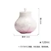 Moji Ceramic Mini Tea Jar Kung Fu Tea Set Pintado à mão Orquídea Gradiente Roxo Pó Pequeno Jarro De Armazenamento Jar Selado