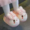 Pantuflas de algodón de invierno para niños y niñas, cálidas, de felpa, antideslizantes, a juego para padres e hijos, diseño de conejo esponjoso, para uso en casa, zapatos cerrados de algodón para niños