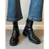 Botines Cortos Estilo Francés con Tacón Grueso para Mujer, Nuevos Botines de Una Sola Pieza Otoño e Invierno, Botines Chelsea Ajustados Elásticos de Tacón Alto