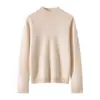 Suéter de Cashmere Feminino Baicaierong Outono/Inverno 2026 com Gola Meia Alta, Design Versátil, Tricô de Lã