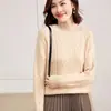 Suéter de cachemira grueso de otoño e invierno con patrón trenzado, jersey de cuello semi-alto, suéter de punto de cachemira de cabra de color liso para mujer, top cálido de capa base