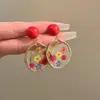 Amuleto Floral de la República de China~Pendientes Redondos Rojos Estilo Retro de Hong Kong para Mujer, Diseño de Nicho, Pendientes Florales de Moda