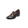 Estilo universitário texturizado lavado couro de vaca Mary Jane 2025 primavera grosso salto médio bico redondo fivela couro sapatos de camada única para mulheres