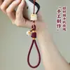 Cordón para Teléfono Móvil Estilo Chino Tejido a Mano Carbón Bodhi Garra de Gato Tostada Gato de la Suerte Cadena Corta Anti-Caída Colgante para Teléfono Móvil