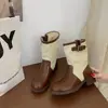 Botines cortos retro para mujer, Botas estilo Martin británico, de trabajo, estilo western, de media caña, con tacón grueso, nueva moda otoño 2026 con pliegues, botas para mujer