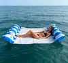 Bestseller de comercio electrónico transfronterizo: Cama flotante inflable con cojines plegables, hamaca flotante de doble tubo a rayas para juegos acuáticos
