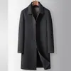 Abrigo de cachemira para hombre para otoño e invierno, estilo largo con forro desmontable de plumón de ganso al 90%, abrigo cálido de lujo de alta gama para negocios para hombres de mediana edad