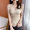 Camisola de Mujer Primavera y Verano Encaje Cuello en V Nueva Prenda Interior para Superponer Camisa Top con Copas Moda