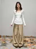 Suéter Tejido de Cuello en V Estilo Coreano para Mujer, Suéter Delgado de Canalé Otoño/Invierno, Capa Interior, Ceñido a la Cintura, Top Base Adelgazante