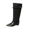 Botas de moda de tubo alto estilo británico de 4.5 cm, nuevo modelo otoño e invierno 2026, punta fina, tacón grueso, hasta la rodilla, botas de jinete sexys