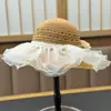 2026 Nuevo Sombrero de Paja para Mujer Vacaciones de Verano en la Playa Sombrero de Pescador Tejido Sombrero de Sol de Encaje para Playa Protección Solar Ala Ancha