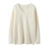 Camada Base Outono e Inverno Novo Suéter de Cashmere Puro para Mulheres, Suéter de Tricô com Gola V, Suéter de Cashmere Pulôver Cor Sólida, Top Quente