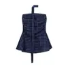 [Venda Direta de Fábrica] Top Tubo Xadrez Forrado de Cor Contrastante Sexy para Verão Feminino com Babados Fora do Ombro