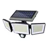 Lámpara solar transfronteriza para jardín exterior, de cuatro cabezales, giratoria, dividida, impermeable, para calle, con inducción humana, para patio y pared
