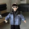 Conjunto de chaqueta acolchada de camuflaje de invierno para niños, estilo coreano, atuendo deportivo y elegante de dos piezas para niños, adecuado tanto para niños pequeños como mayores, calidad de exportación