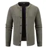Cardigan de Tricô Masculino com Gola Alta e Botões Xadrez Jaqueta de Tricô Cor Sólida Tamanho Plus Várias Cores Venda por Atacado de Comércio Exterior