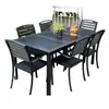 Conjunto de Mesa e Cadeiras de Composto Madeira-Plástico para Exterior Pátio Impermeável Protetor Solar Anticorrosão Madeira Varanda ao Ar Livre Jardim Café Conjunto Completo de Mesa e Cadeiras