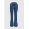Detalles de bordado floral europeo y americano transfronterizo, pantalones de campana, jeans elásticos, artículo de moda, estilo casual versátil