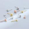 Pendientes de plata de ley S925 con aro abierto y cuentas de frijol, pendientes DIY, accesorios para pendientes, pendientes chapados en oro K para mujer.