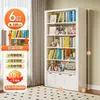 Estante de aço para biblioteca para uso doméstico, estante para sala de estar, prateleira de armazenamento integrada montada na parede, prateleira preta multicamadas de piso
