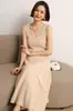 Novidade Primavera/Verão: Camisola de cashmere canelada de 12 pontos, de dupla face, com decote U na frente e decote V nas costas - colete versátil de cor sólida que pode ser usado dos dois lados