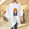 Camiseta de alta gama para mujer, color en contraste, manga corta holgada, nueva primavera y verano 2023, versión europea grande, largo medio, versátil, top de moda ins