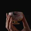 Taza de magnolia de pie rosa pintada a mano por Ino Kiyomatsu, taza de té de cerámica de alta estética, taza maestra especial para damas