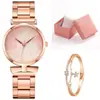 Comercio exterior nuevo correa de acero simple hoja de palma esfera de moda para mujer casual de negocios versátil reloj de cuarzo caja de regalo