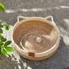 Nido de Gato Tejido de Algodón y Lino, Bola de Juguete para Gato Integrada Tejida Divertida de Ratán, Nido para Mascotas, Nido de Gato Tejido de Ratán, Accesorios para Mascotas