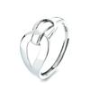 Anillo Geométrico Irregular de Línea Cuadrada para Mujer Plata de Ley s925 Simple Moda Diseño Nicho Japonés y Coreano Anillo Abierto para el Dedo