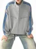 Sudadera con capucha y cremallera a rayas bordada de marca trendy americana estilo universitario para hombre, para pareja, cuello alto, casual, versátil, chaqueta deportiva