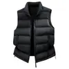 Colete Masculino Outono/Inverno Novo Gola Alta Listras Horizontais Estilo Zíper Cor Sólida Para Camadas Quente Tamanho Grande Versátil Jaqueta Colete Masculina