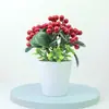 Simulación de Bayas Fruta de Acebo Fruta de la Fortuna Flor de Plástico en Maceta Flor Falsa Cubo de Año Nuevo Fruta Roja Navideña Flor de Año Nuevo