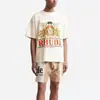 High Street Europeo y Americano Marca de Moda RHUDE Atardecer Cara Redonda de Corazón Impresión de Letras Nuevas Oversize Holgada Camiseta de Manga Corta