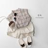 Ropa para niños Camisas a cuadros sin mangas para niños y niñas Tops personalizados Ropa para bebés Estilo coreano Versátil Moderna Ropa para niños Nuevo