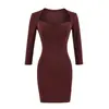 Atmósfera de puro deseo escote en forma de corazón manga siete con copas vestido ajustado verano entallado minifalda hot girl mujer