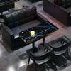 Mesa y silla de bar transparentes de estilo industrial vintage, para barbacoa, tienda, asiento para tarjetas, cafetería comercial americana, tienda de té con leche, sofá combinado