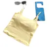 Camisola Feminina Estilo Desejo Puro com Design Doce e Picante, Efeito Emagrecedor Plissado, Bojos Embutidos, Adequada para Usar em Camadas ou Sozinha, Lindo Design nas Costas