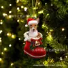 Meias de Natal Novas 2023 Decoração Pendente de Árvore de Natal de Cachorro Pingente Acrílico Plano Pingente de Decorações para Casa