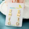 4 Pares de Set Combinado de Una Tarjeta Exportación Transfronteriza Nueva Moda Acero Inoxidable Lindos Animales de Dibujos Animados Gato Pendientes