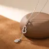 Colar de Prata Esterlina S925 Fortuna e Prosperidade para Mulheres, Luxo Leve, Design de Nicho de Alta Qualidade, Corrente para Clavícula com Pingente de Cabacinha com Borla