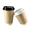 Vaso de Papel Kraft con Tapa para Leche de Soya, Café, Té con Leche, Vaso para Llevar, Vaso para Bebidas Calientes, Vaso de Papel Kraft Engrosado con Aislamiento de Doble Capa