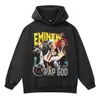 Moletom com capuz de terry grande estampado diretamente do Eminem para outono e inverno, moletom de casal estilo retrô americano resistente para rua