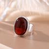 Anillo de plata de ley Yilu S925 con superficie de huevo de ámbar de sangre, simple, elegante, de alto sentido, estilo étnico, accesorios, elegante anillo de plata