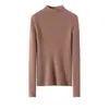Suéter 100% Cachemir Puro para Mujer, Cuello Alto Medio, Rayas, Ajustado, Otoño e Invierno 2025, Jersey de Punto, Camiseta Interior