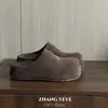 Sandalias de Media Pantufla Gruesas Versátiles Estilo Bosque Retro Yeye para Mujer Nuevo Otoño Temprano Coreanas Casuales para Exterior Slip-On Estilo Birkenstock