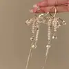 Mujer AmbiciosaBelleza SuavePendientes de Mariposa con Perlas Rosa Super HadaPendientes Largos con Borlas para Mujer