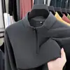 Moletom Masculino 2025 Nova Coleção Primavera e Outono com Meio Zíper e Gola Alta, Roupa de Algodão, Camiseta Casual Masculina de Alta Qualidade Atacado