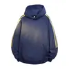 Moletom com capuz masculino, jaqueta esportiva casual solta, estilo primavera e outono, top moderno com blocos de cor de três listras